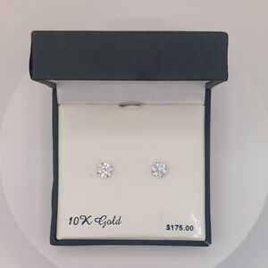 Swarovski Zirconia Renaissance 6mm 10K Gold Stud Earrings, Made In USA